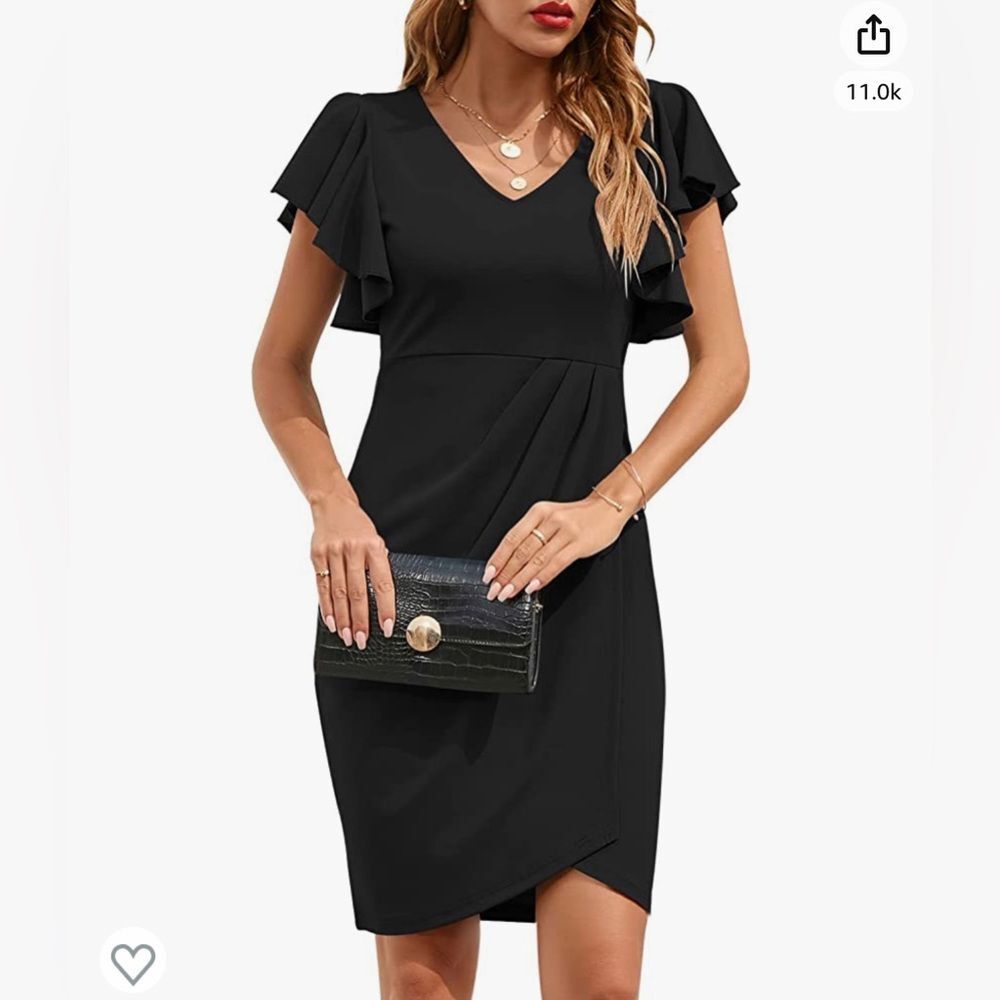 IHOT Black Ruffle Sleeve Dress | Women’s Size Medium | Chic & Versatile NWT